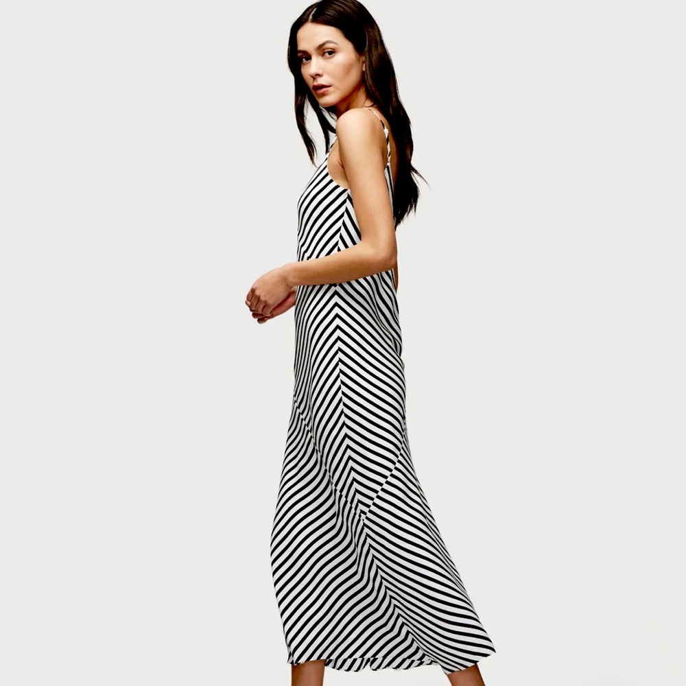 NWT Frame Silk Black & White Bias Cami Dress Size M
